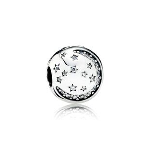 Pandora Celestial Twinkling Night Crescent Moon & Stars Clip On Charm 🌙